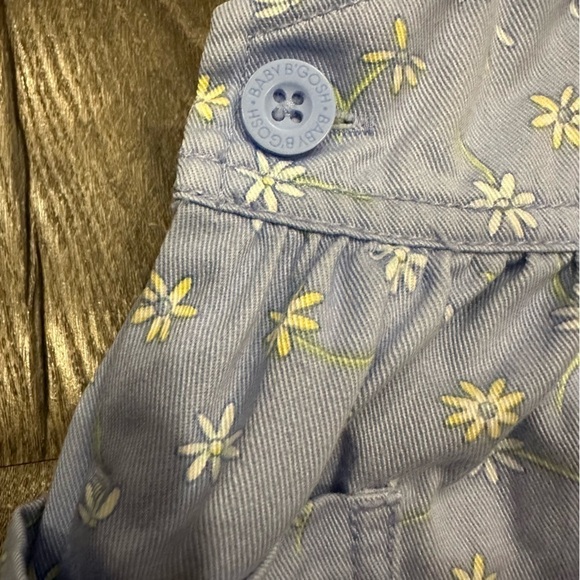 Vintage Oshkosh Light Blue Overalls Shortalls Daisy Print Baby 3-6 Mo Tide Label - Picture 4 of 8